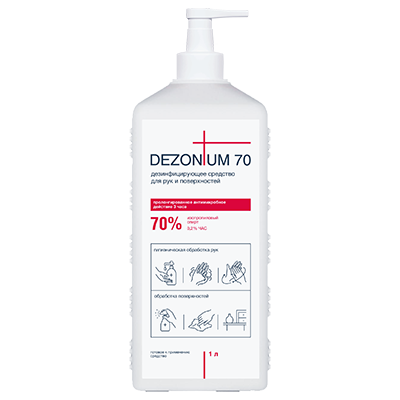 DEZONIUM 70 Средство дезинфицирующее для рук и поверхностей (ИПС 70%) Кожный антисептик, 1 л, DEC PROF 0