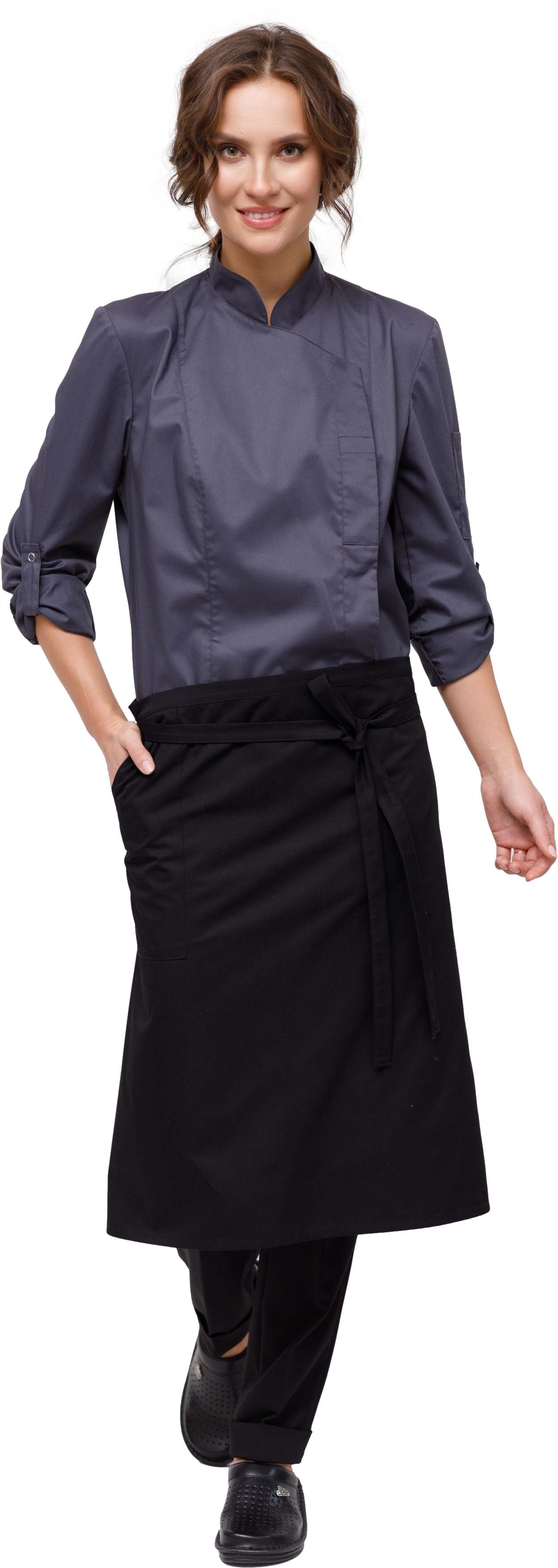 Комплект для повара LINCOLN - китель / фартук / брюки женский темно серый 0