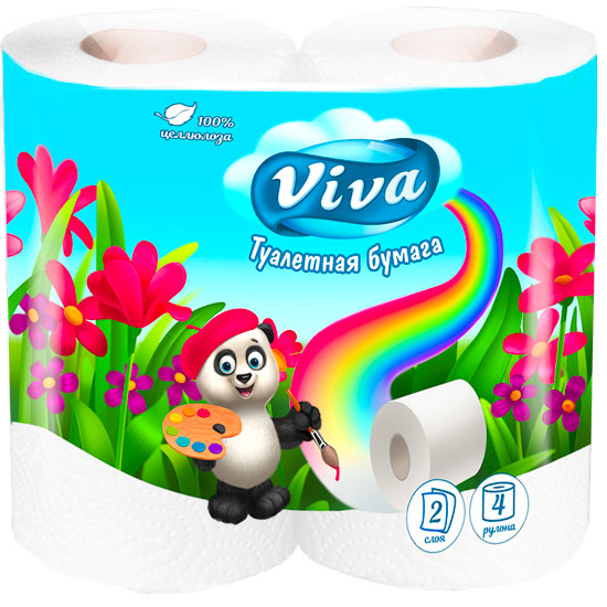 ВИВА бумага туалетная 2-х слойная, упаковка по 4шт. 0
