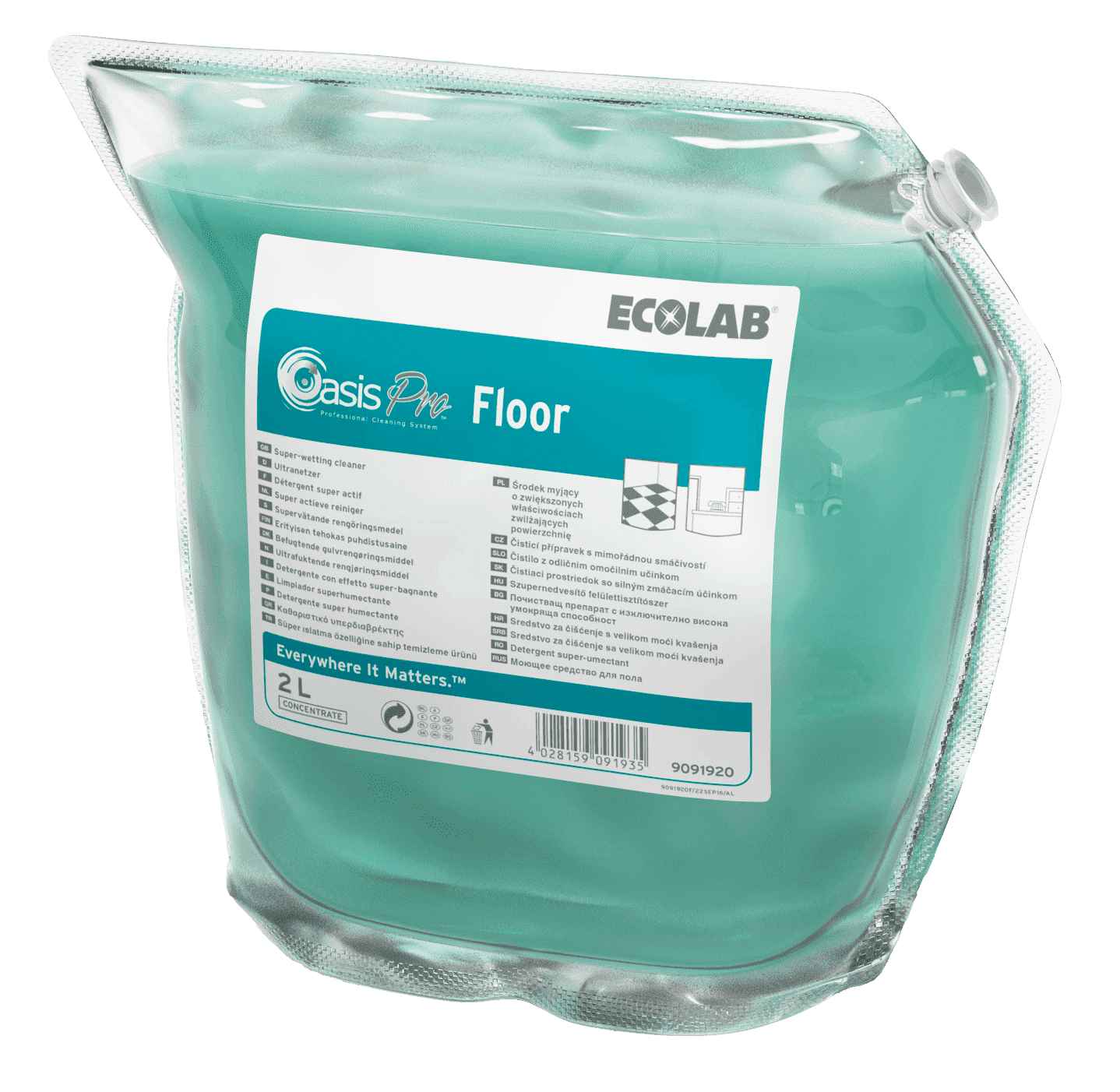 Ecolab Oasis Pro Floor концентрированное моющее средство для ежедневной уборки твердых полов, Клингард 0