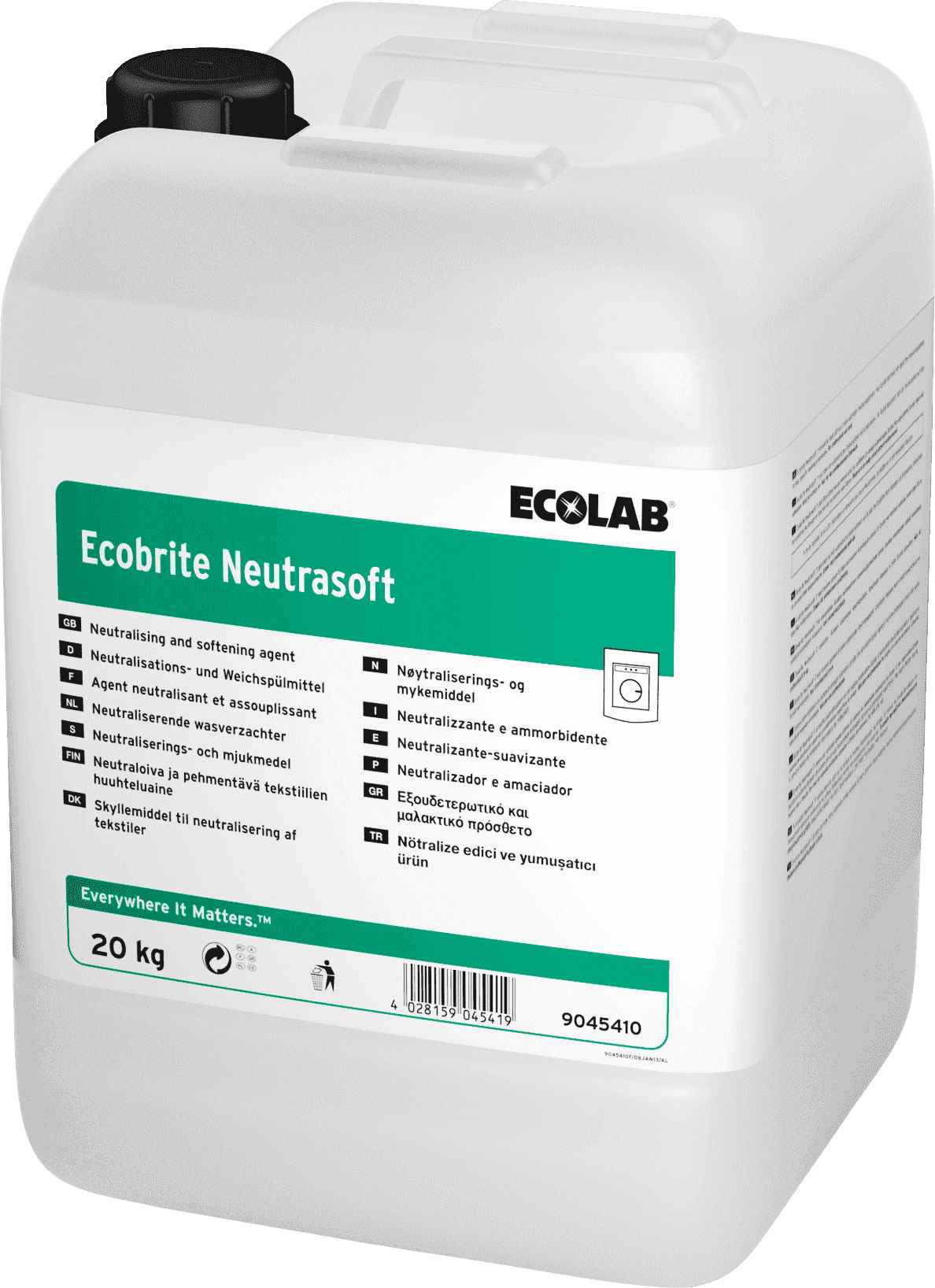 Ecolab Ecobrite Neutrasoft жидкий профессиональный кондиционер-ополаскиватель, Клингард 0