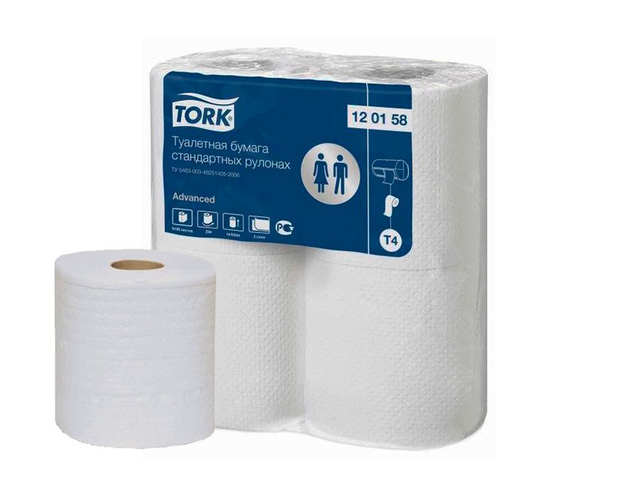 Туалетная бумага в стандартных рулонах Tork, 2 слоя, Клингард