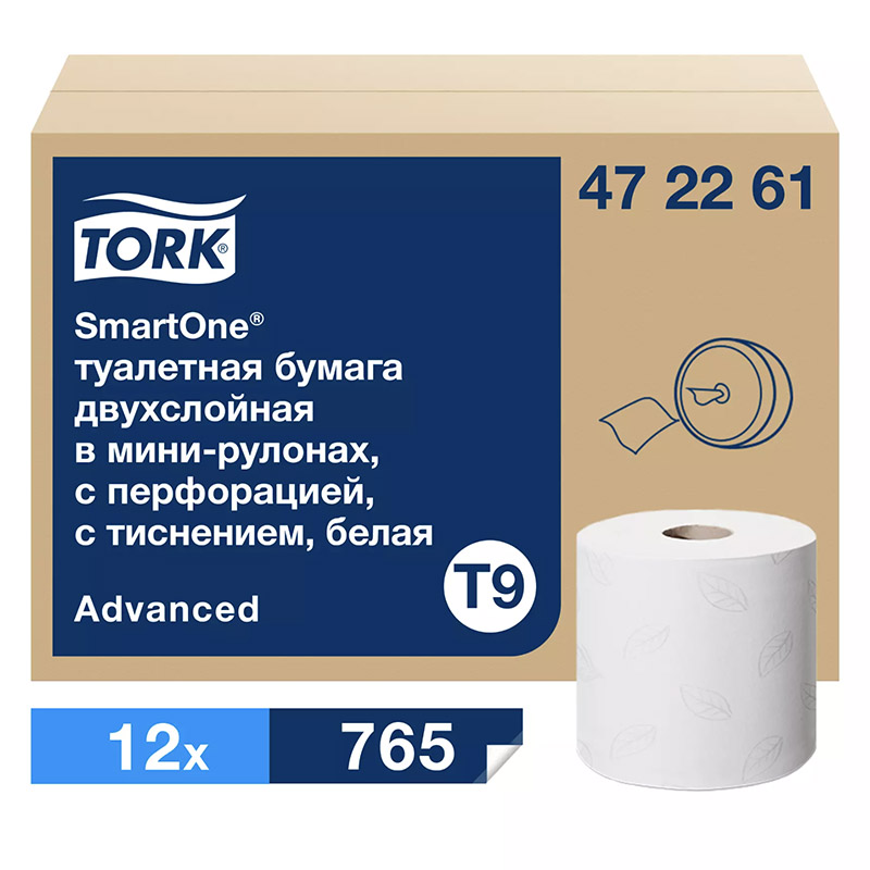 Tork SmartOne® туалетная бумага в мини-рулонах с ЦВ 472261, категория Advanced, 2-сл.