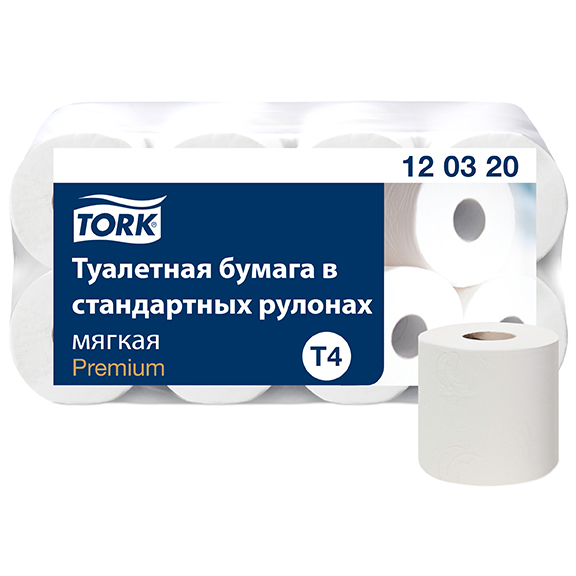 Tork Туалетная бумага в стандартных рулонах мягкая 120320, категория Premium, 2-сл.