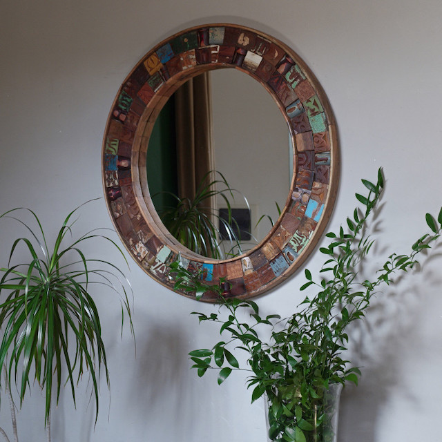 Круглое зеркало для бара из массива САРИКА 3, My Loft 1