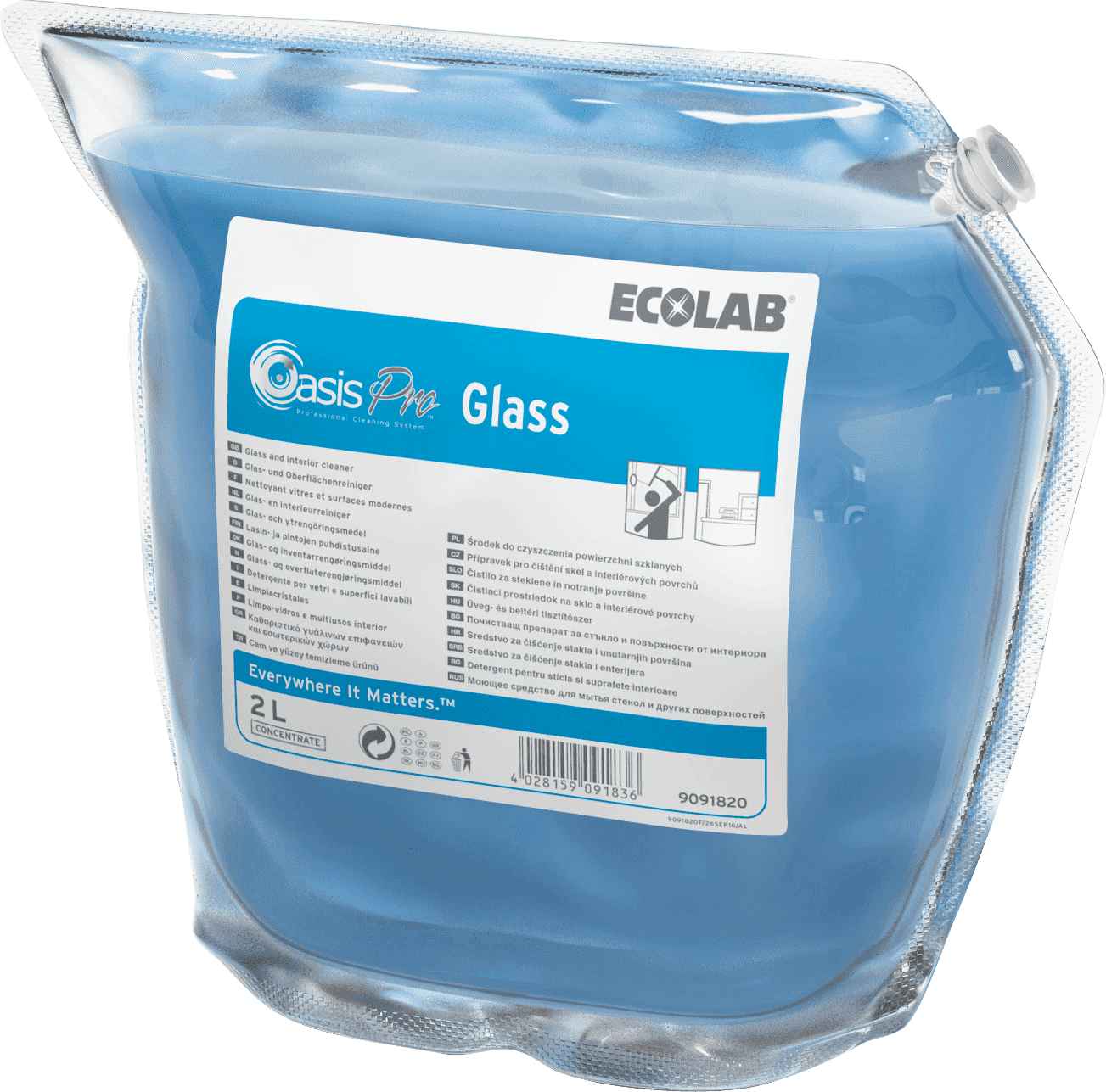 Oasis Pro Glass моющее средство для профессиональной очистки стекол и зеркал, Клингард 0